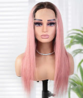 20” Pink Lace Front Human Hair Wig