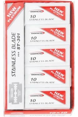 DORCO Platinum Stainless Steel Blades Red ST301 [10X10/Box]