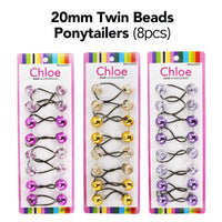 CHLOE 8pcs Twin Beads Ponytailers 20mm