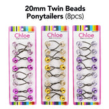 CHLOE 8pcs Twin Beads Ponytailers 20mm