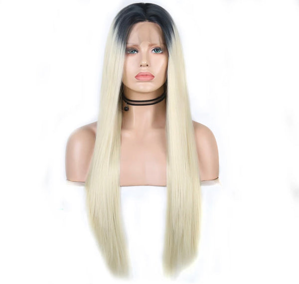 Adeline: 30” Black-Blonde Lace Front Wig