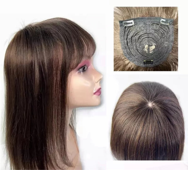 Dark Brown Human Hair Topper