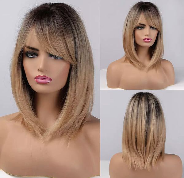 Full Head Heat Resistant Wig with Bangs