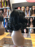 12 Inch Black Curly Lace Part  Wig