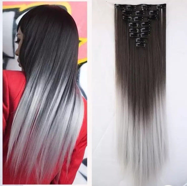 22 Inches Grey Clip-in Extensions