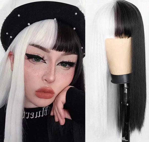 30" Long Full Head Wig with Bangs