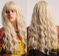 Violet: 26" Long Wavy Non-Lace Wigs with Bangs