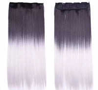 24 Inches Straight Grey Clip-in Extensions 