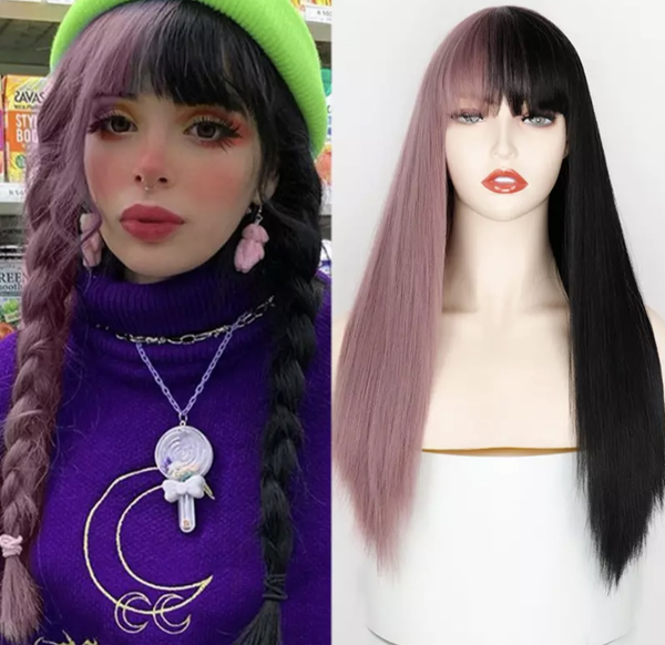 Alina: 28" Long Wavy Full Head Wig with Bangs