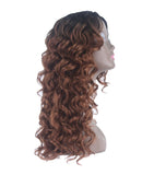 PIPER :28” Brown Curly Lace Part Wig