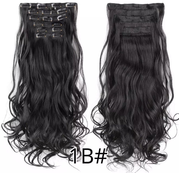 24 Inches Black Curly Clip-in Extensions Heat Resistant Hair