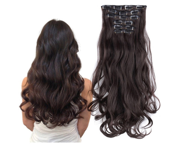 24 Inches Black Curly Clip-in Extensions