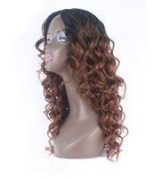 PIPER :28” Brown Curly Lace Part Wig